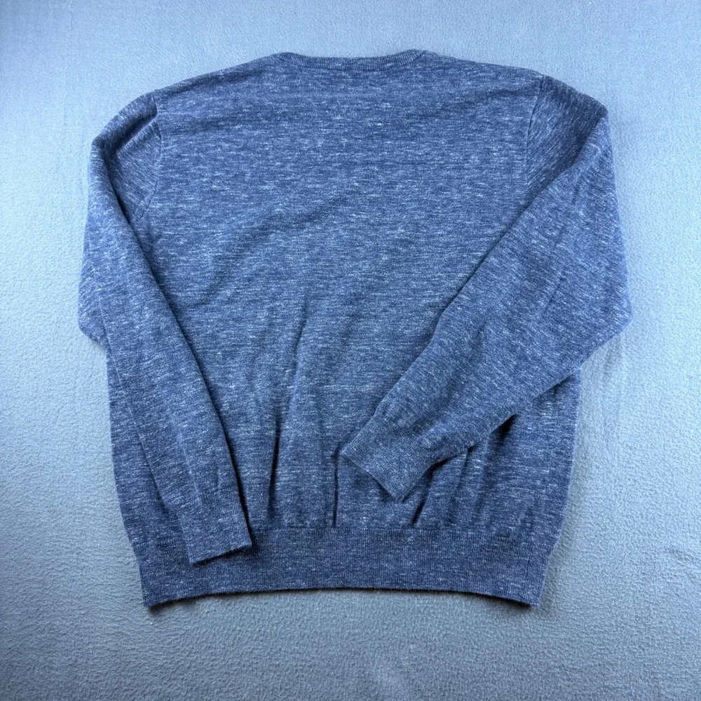 J Crew Sweater Men's XL Blue Cotton Knit Crewneck Marled Pullover Jumper Casual